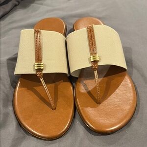 Italian Shoemakers Tan and Cream Sandals